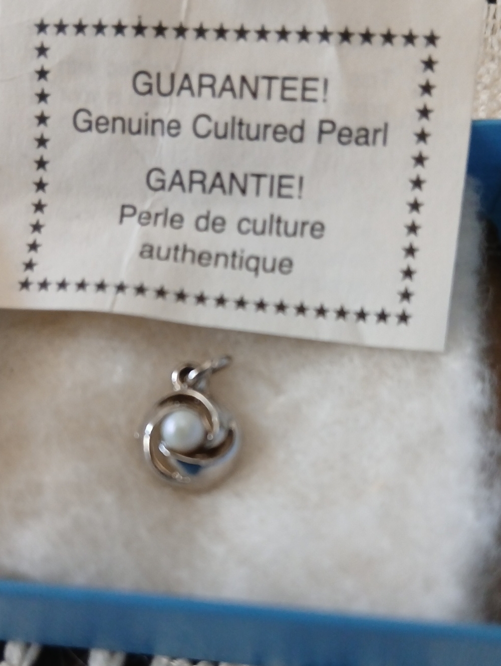 Cultured Pearl Swirl Pendant - White Pearl in Silver Tone Setting